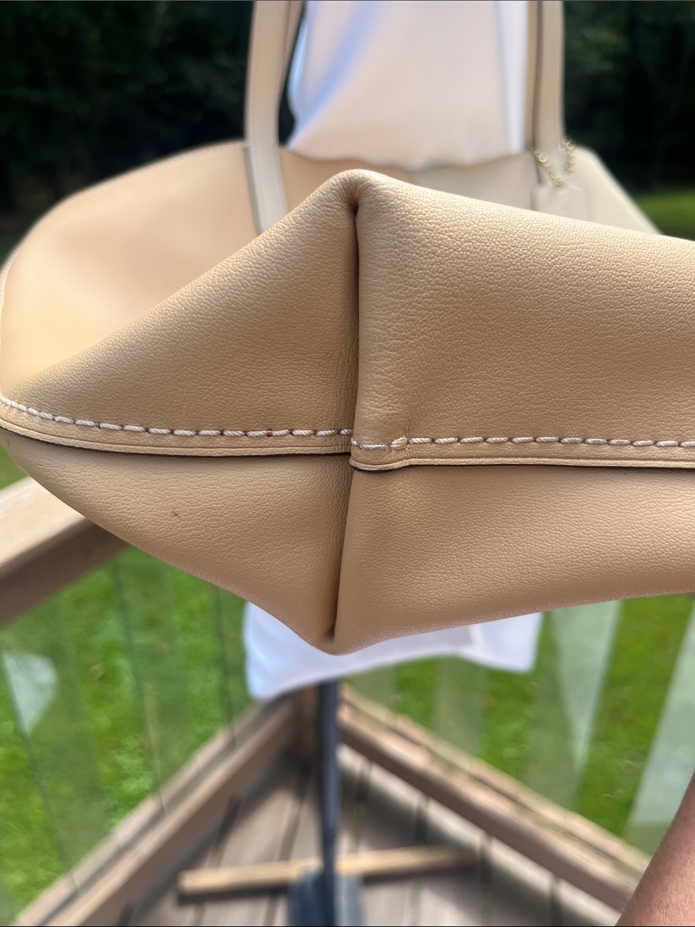 Coach Two-Tone Beige and Cream Leather Tote - Picture 6 of 15